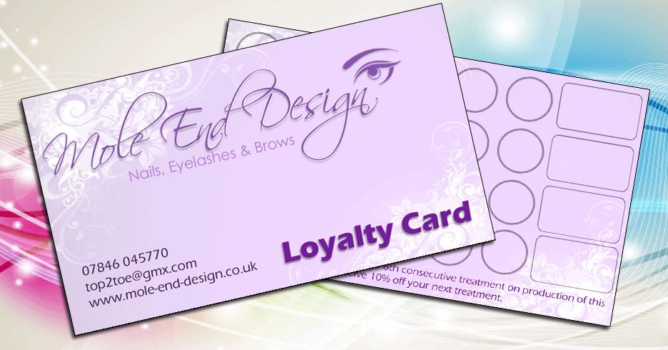Mole End Design Loyalty Card. Discounted prices